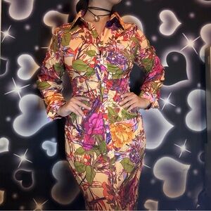 button up floral midi dress